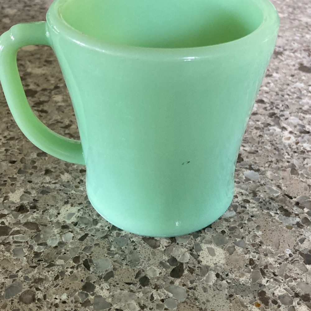 1950's Fire King 33 Ovenware Jadeite "D" Handle Coffee Mug USA